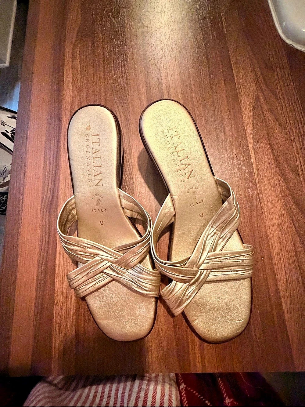 ITALIAN SHOEMAKERS Strappy Gold Sandals